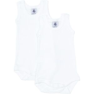 Petit Bateau Lot 2 Bodies Sans Manche Coton Bio Blanc