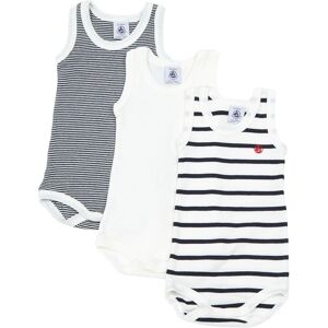 Petit Bateau Lot 3 Bodies Debardeur Mariniere Coton Bio - Bleu