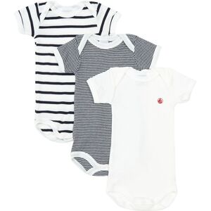 Petit Bateau Lot 3 Bodies Sans Manches Mariniere Coton Bio Bleu