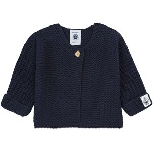 Petit Bateau Gilet Tricot Point Mousse Fabalero Coton Bio Bleu marine