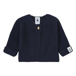 Petit Bateau Gilet Tricot Point Mousse Fabalero Coton Bio - Bleu marine