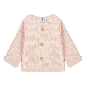 Petit Bateau Cardigan Tricot Point Mousse Coton Bio Rose pale