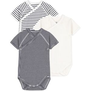 Petit Bateau Lot 3 Bodies Naissance Rayes - Bleu marine