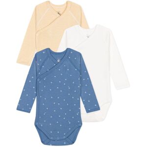 Petit Bateau Lot 3 Bodies Manches Longues Rayes Bleu