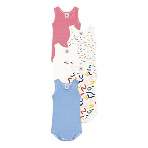 Petit Bateau Lot 5 Bodies Sans Manches Skate - Blanc