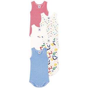 Petit Bateau Lot 5 Bodies Sans Manches Skate - Blanc