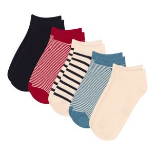 Petit Bateau Lot 5 Chaussettes Rayees - Ecru