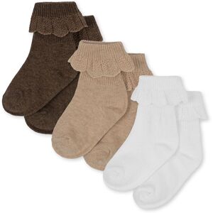 Konges Sløjd Lot 3 Chaussettes Volants Coton Bio - Marron