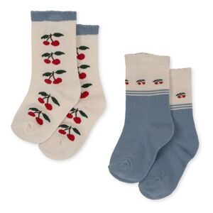 Konges Sløjd Lot 2 Chaussettes Cerises Coton Bio - Ecru