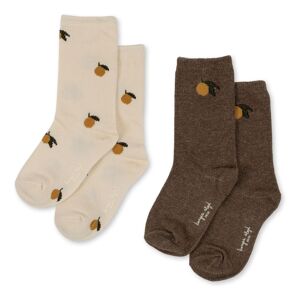 Konges Sløjd Lot 2 Chaussettes Citrons Coton Bio - Marron