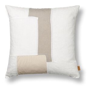 Ferm Living Coussin Part patchwork en lin - Blanc