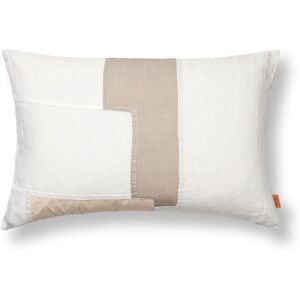 Ferm Living Coussin Part patchwork en lin - Blanc