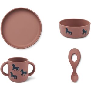 Liewood Set vaisselle Vivi en silicone - Set de 4 - Horses/Dark rosetta