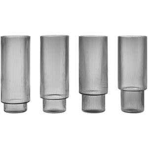 Ferm Living Verres long Ripple - Set de 4 - Gris