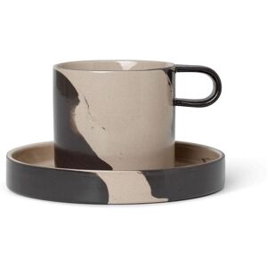 Ferm Living Tasse Inlay avec soucoupe - Gris