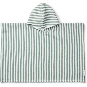 Liewood Poncho Paco en coton bio - Stripe Peppermint/White