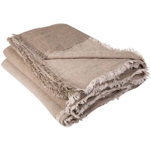 Maison de Vacances Plaid vice versa frange en lin lave froisse - Taupe/Ciment