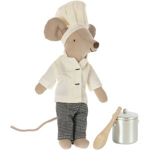 Maileg Doudou souris chef avec sa cuillere et son pot a soupe - Multicolore