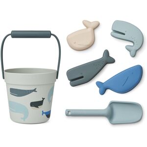 Liewood Seau de plage Dante et ses accessoires - Whales/Cloud blue