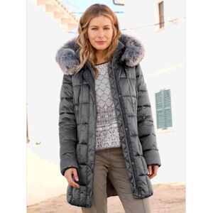 Manteau rembourre aspect brillant avec capuche en fausse fourrure - Green Goose - gris GRIS 44