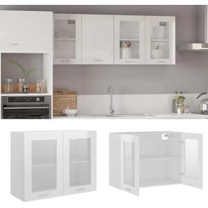 802534 vidaXL Armoire en verre suspendue Blanc brillant Bois d'ingénierie - Publicité