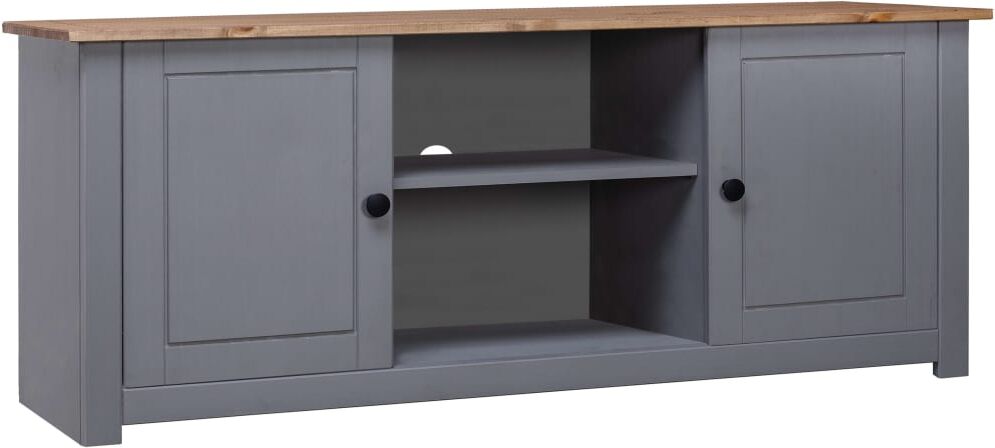 282671 vidaXL Meuble TV Gris 120x40x50 cm Bois de pin massif Gamme Panama