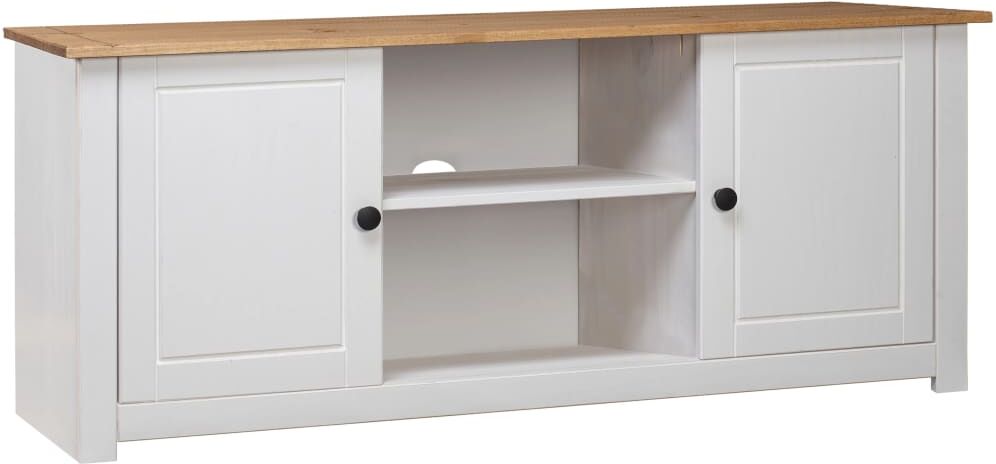 282672 vidaXL Meuble TV Blanc 120x40x50 cm Bois de pin massif Gamme Panama