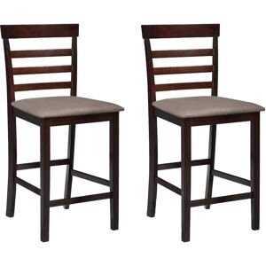 241704 vidaXL Tabourets de bar 2 pcs Marron Tissu - Publicité