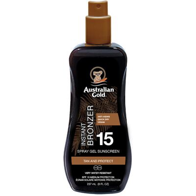 Gel Spray Australian Gold avec Bronzage SPF 15 (100 ml) - Publicité Gel Spray Australian Gold avec Bronzage SPF 15 (100 ml) - Publicité