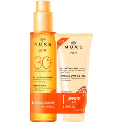 Set Huile Solaire SPF30 & Lait Fraîcheur Après-Soleil Nuxe Sun - Publicité Set Huile Solaire SPF30 & Lait Fraîcheur Après-Soleil Nuxe Sun - Publicité