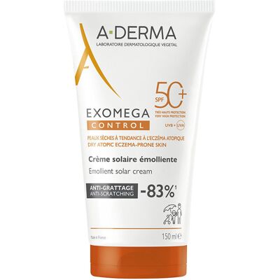 A-Derma Exomega Control Emollient Crème Solaire SPF 50+ - Protection du visage et du corps - Publicité A-Derma Exomega Control Emollient Crème Solaire SPF 50+ - Protection du visage et du corps - Publicité