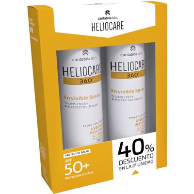 Cantabria Labs Spray solaire transparent Heliocare 360º SPF50+ (lot de 2 x 200 ml) - Publicité Cantabria Labs Spray solaire transparent Heliocare 360º SPF50+ (lot de 2 x 200 ml) - Publicité