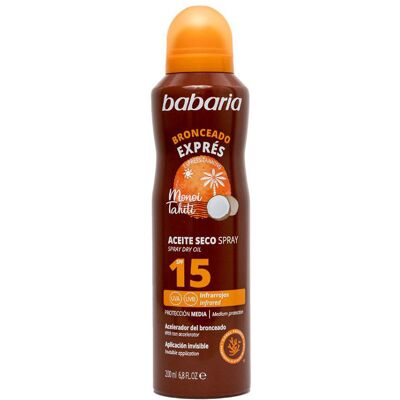 Babaria Bronceado Exprés aceite seco spray SPF15 200 ml - Publicité Babaria Bronceado Exprés aceite seco spray SPF15 200 ml - Publicité