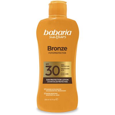 Babaria Sun Lovers Bronze loción solar protectora SPF30 200 ml - Publicité Babaria Sun Lovers Bronze loción solar protectora SPF30 200 ml - Publicité