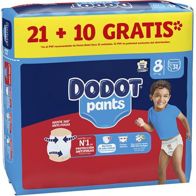 Dodot Pants pañal-braguita talla 8 +17 kg 31 u - Publicité Dodot Pants pañal-braguita talla 8 +17 kg 31 u - Publicité