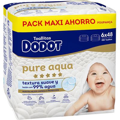 Dodot Lingettes Aqua Sans Plastique - Pack de 6 - Publicité Dodot Lingettes Aqua Sans Plastique - Pack de 6 - Publicité