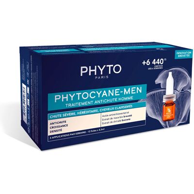 Traitement Anti-Chute Phyto Phytocyane-Homme - 12 Ampoules - Publicité Traitement Anti-Chute Phyto Phytocyane-Homme - 12 Ampoules - Publicité
