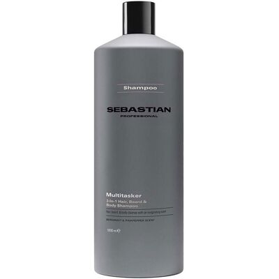 Sebastian Professionals Shampooing multifonction 3 en 1 pour hommes, cheveux, barbe et corps, nettoie et rafraîchit 1000 ml - Publicité Sebastian Professionals Shampooing multifonction 3 en 1 pour hommes, cheveux, barbe et corps, nettoie et rafraîchit 1000 ml - Publicité