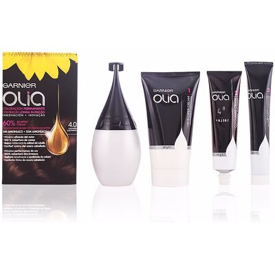 Garnier Olia Coloration permanente #4.0 châtain pur coffret - Publicité Garnier Olia Coloration permanente #4.0 châtain pur coffret - Publicité