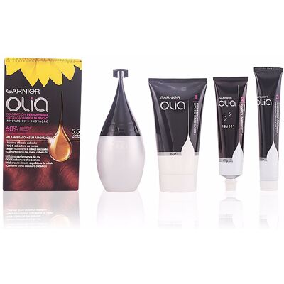 Garnier Olia Coloration permanente #5.5 châtain clair acajou coffret - Publicité Garnier Olia Coloration permanente #5.5 châtain clair acajou coffret - Publicité