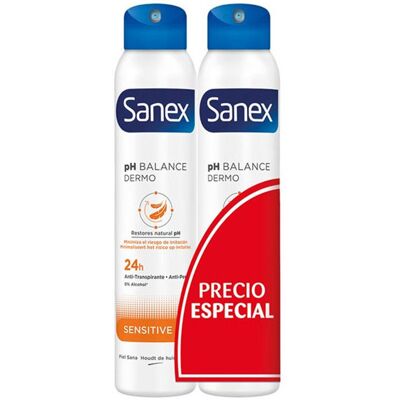 Sanex Spray Déodorant Sensitive 2 Unités 200 ml - Publicité Sanex Spray Déodorant Sensitive 2 Unités 200 ml - Publicité