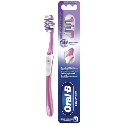 Oral-B Brosse à dents PRO-3DWHITE 40 #moyen 1 unité - Publicité Oral-B Brosse à dents PRO-3DWHITE 40 #moyen 1 unité - Publicité