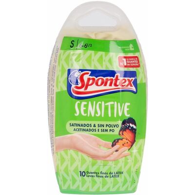 Spontex Latex Sensitive guantes satinados sin polvo talla S - Publicité Spontex Latex Sensitive guantes satinados sin polvo talla S - Publicité
