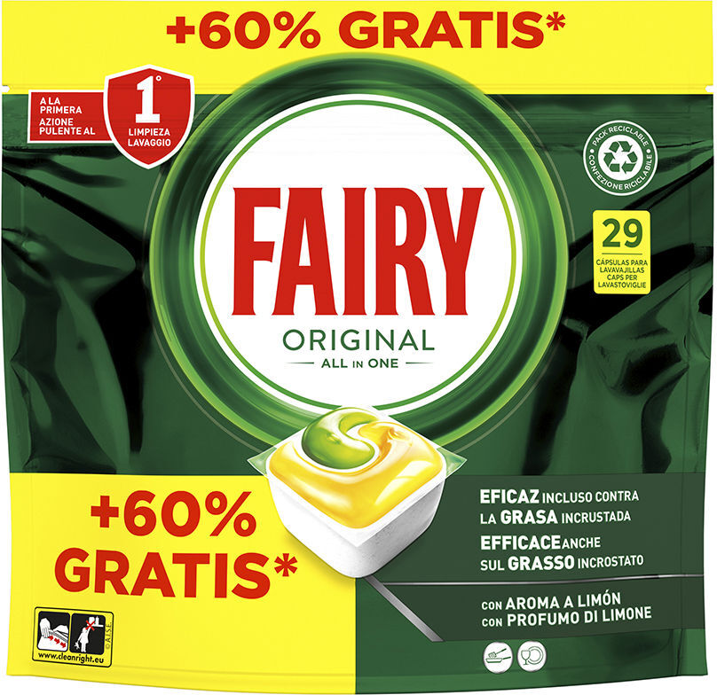 Fairy Fée Tout En 1 Citron lave-vaisselle 29 capsules