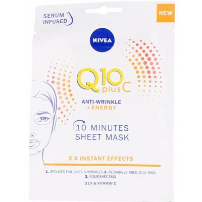 Nivea Masque visage anti-rides+énergisant Q10+ Vitamine C 1 u - Publicité Nivea Masque visage anti-rides+énergisant Q10+ Vitamine C 1 u - Publicité