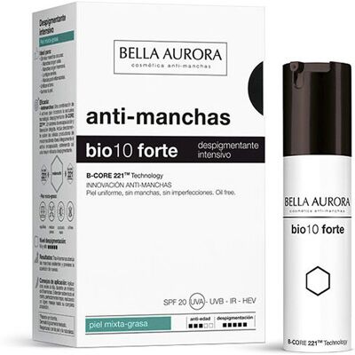 Crème dépigmentante Bella Aurora Bio10 Forte pour peaux sensibles - Publicité Crème dépigmentante Bella Aurora Bio10 Forte pour peaux sensibles - Publicité