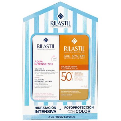 Rilastil Pack Aqua Intense 72h Gel-Crème & Sun System Émulsion Solaire SPF50+ - Publicité Rilastil Pack Aqua Intense 72h Gel-Crème & Sun System Émulsion Solaire SPF50+ - Publicité