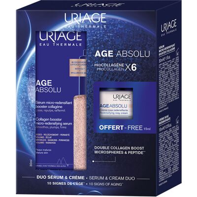 Uriage Coffret 2 pièces Sérum MICRO-REDENSIFIANT + Crème Rose Age Absolu - Publicité Uriage Coffret 2 pièces Sérum MICRO-REDENSIFIANT + Crème Rose Age Absolu - Publicité