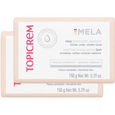 Topicrem Pain exfoliant MELA, lot de 2 x 150 g - Publicité Topicrem Pain exfoliant MELA, lot de 2 x 150 g - Publicité