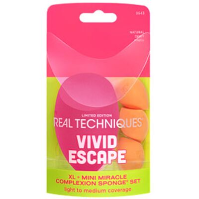 Real Techniques Vivid Escape Xl + Mini Éponge Teint Miracle 4 pièces - Publicité Real Techniques Vivid Escape Xl + Mini Éponge Teint Miracle 4 pièces - Publicité